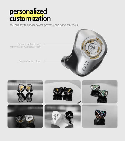 EPZ P50 1DD+2BA+2Planar Hybrid Drivers HiFi IEM 3.5/4.4 L-Shaped Replaceable Plug 6N Single Crystal Copper Silver-Plated Cable