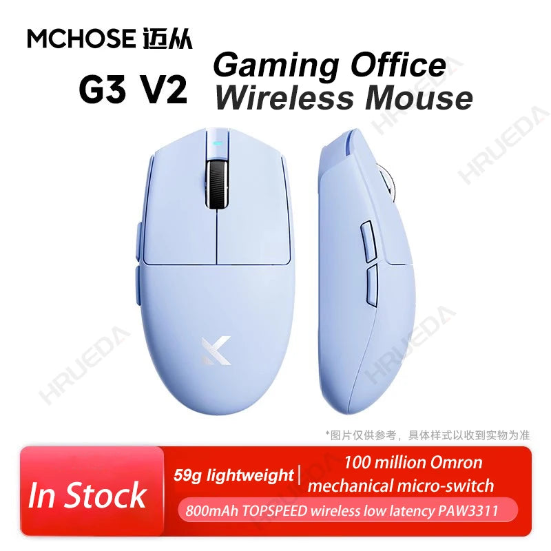MCHOSE G3 V2 Pro Wireless Gaming Mouse Tri-Mode Bluetooth 800mAh Rechargeable Lightweight Customized Ergonomics Esports Mouse