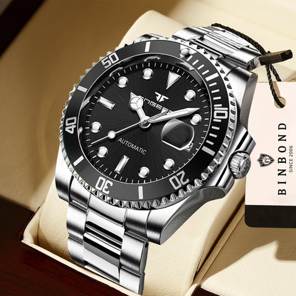 BINBOND mekaniske armbåndsure til mænd, luksuriøse, selvlysende, vandtætte, automatiske, med tourbillon, skeletterede