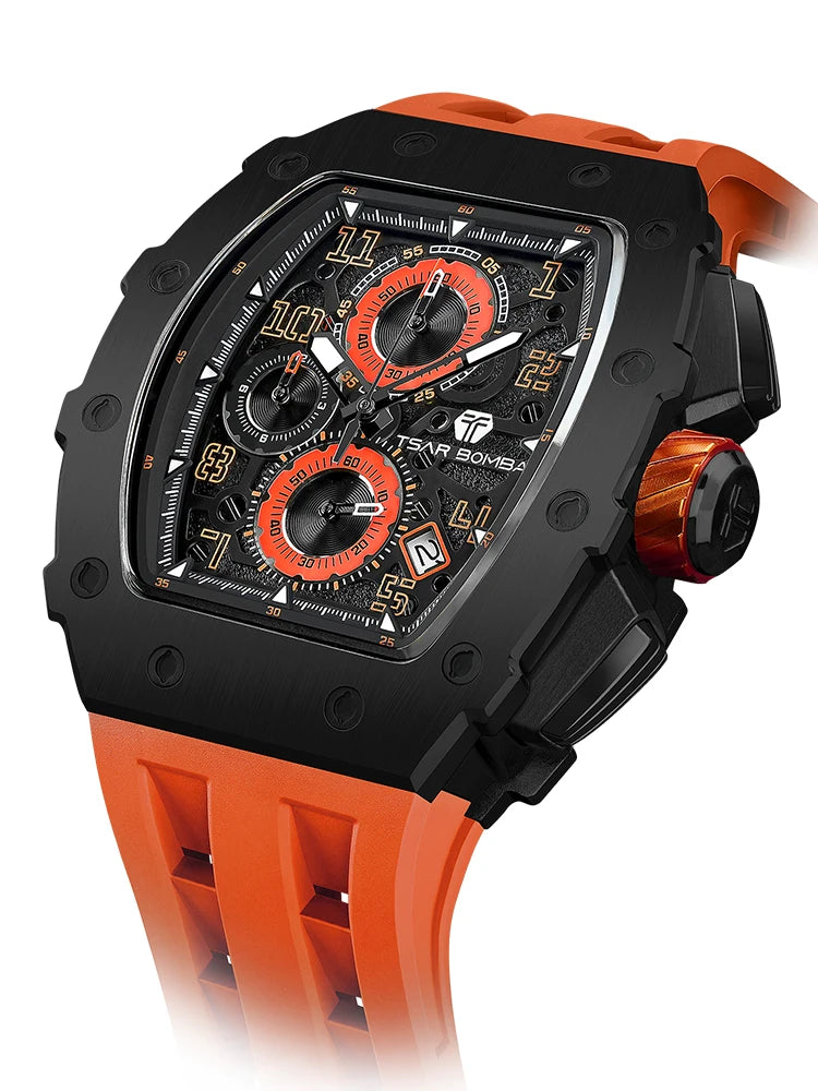 Orologio da uomo TSAR BOMBA New TB8204, cronografo al quarzo giapponese, impermeabile 50M, stile sportivo fashion, orologio da polso di lusso, regalo da uomo
