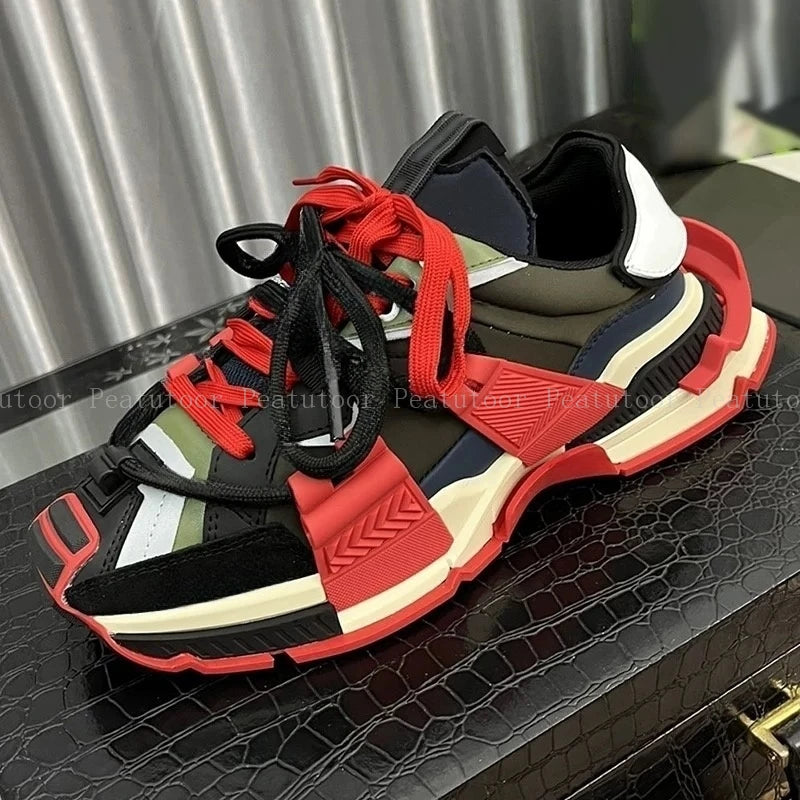 Size 35-46 Women Men Sports Shoes High Quality Patchwork Casual Sneakers Lace Up Fashion Platform Sports Running Shoes Hot