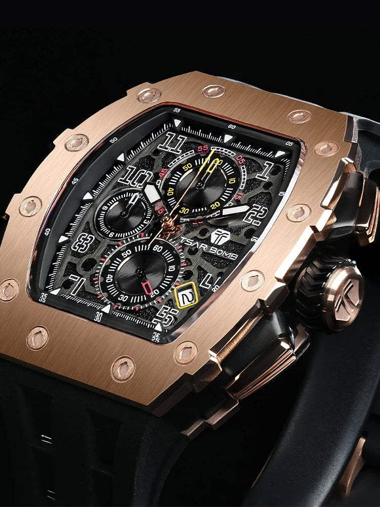 Orologio da uomo TSAR BOMBA New TB8204, cronografo al quarzo giapponese, impermeabile 50M, stile sportivo fashion, orologio da polso di lusso, regalo da uomo