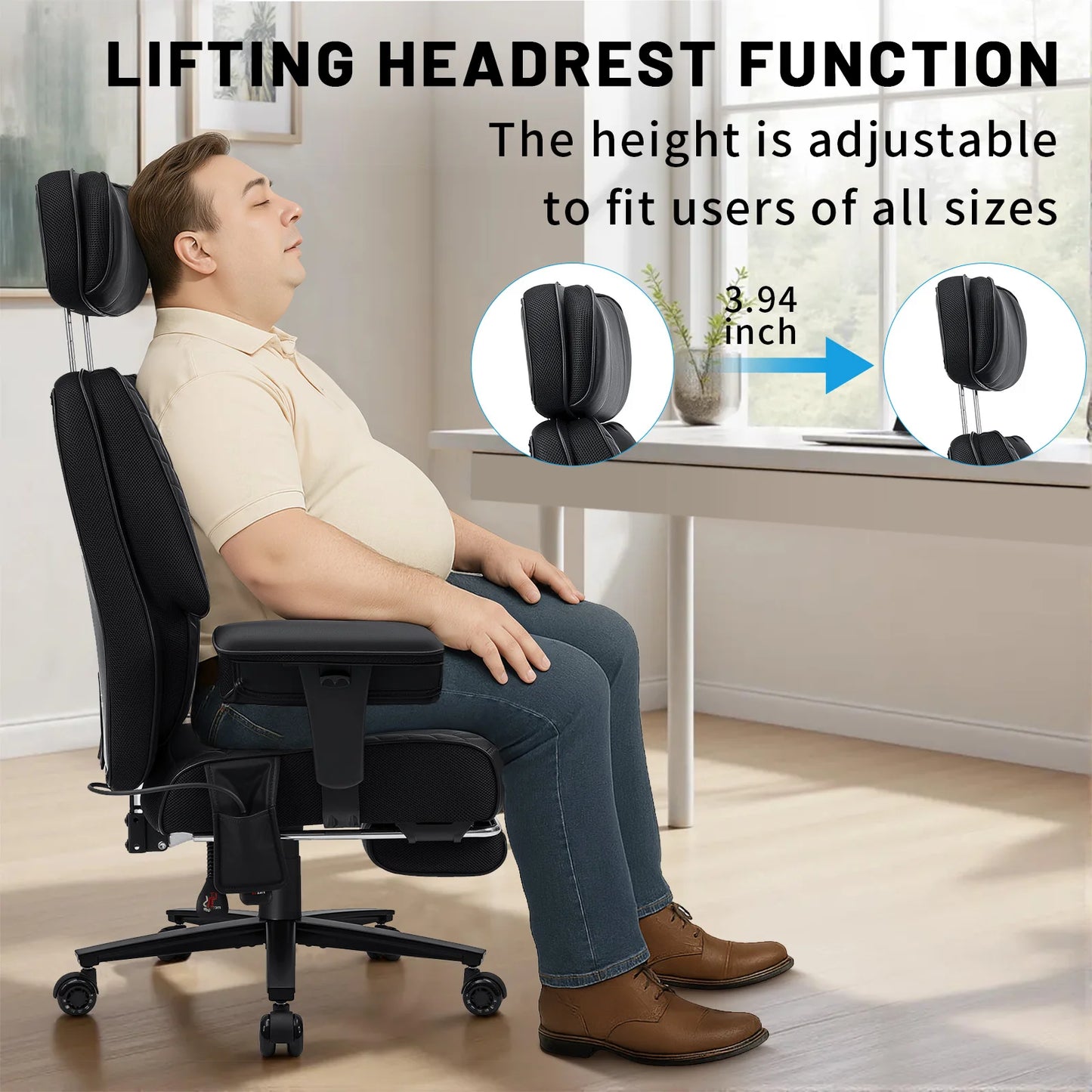 Executive Office Chair with Foot Rest and Waist Lumber Support, Ergonomic Gaming Chair with Adjustable Height Headrest for Home