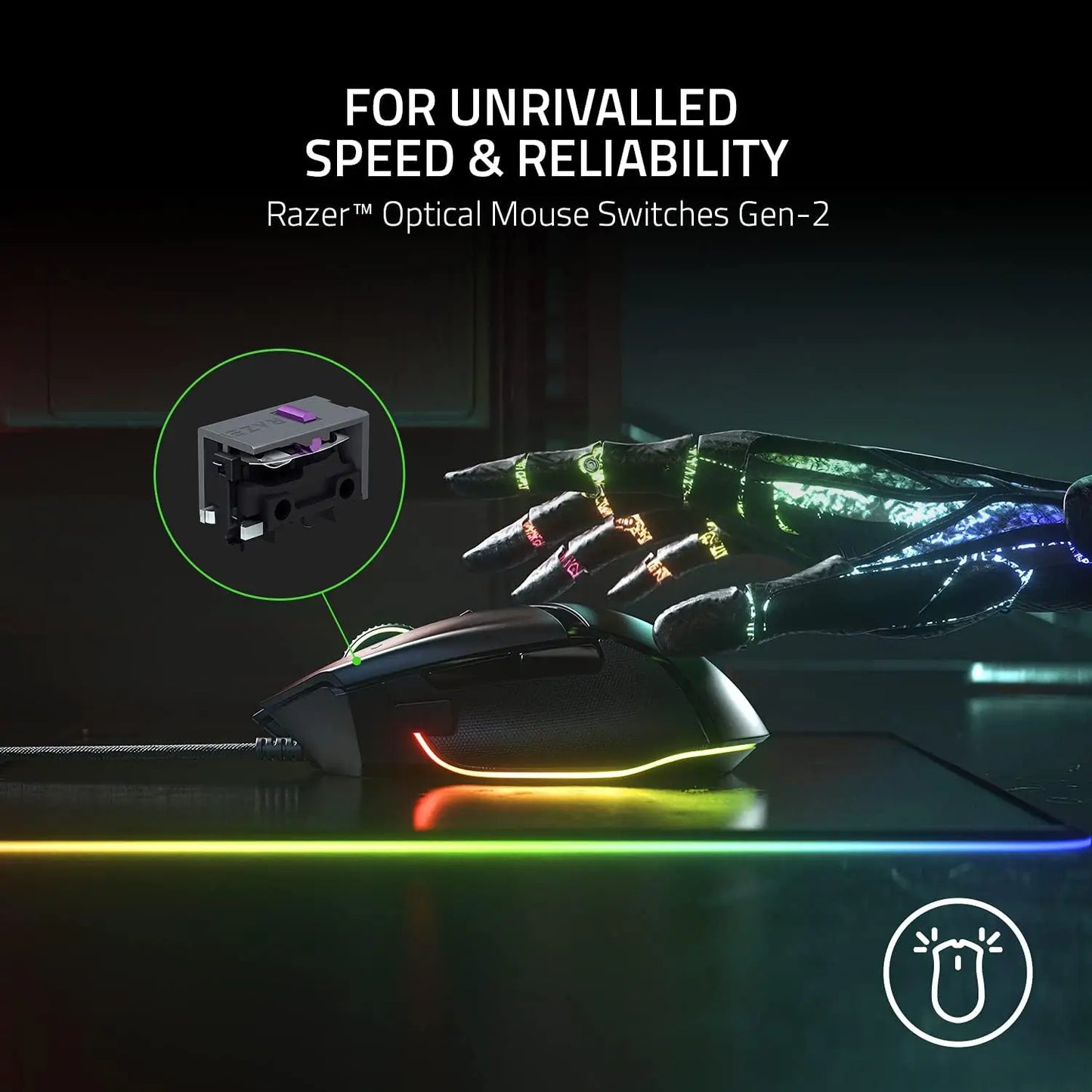 Original Razer Basilisk V3 Wired Gaming Mouse Gamer 26000 DPI Optical Sensor E-sports With RGB Lighting For PC Laptop