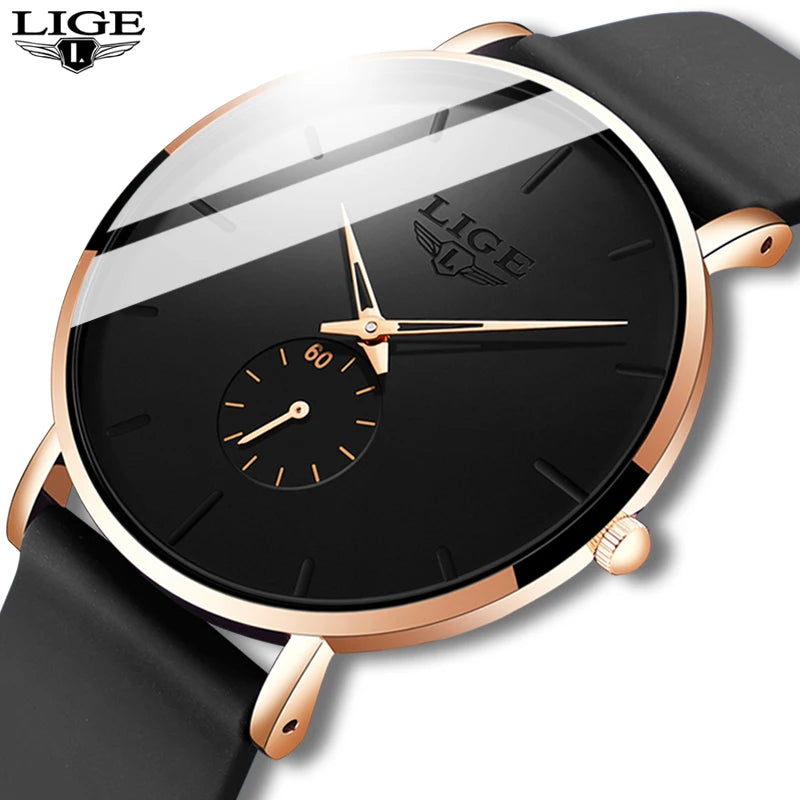 LIGE men’s watch – Sporty and trendy style, luxury brand, water-resistant, sleek and ultra-thin design, men’s quartz watch