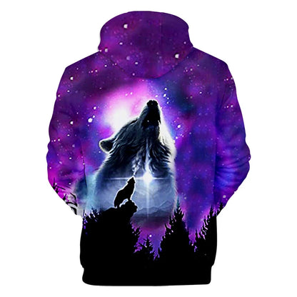 Cool Space Galaxy Wolf Hoodie Hoodies Men Bright Wolf Fashion Handsome Wolf Hoodies Spring Autumn Pullovers Sweatshirts Sweat