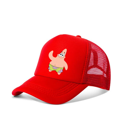 Sød SpongeBob-baseballkasket i anime-stil, rund, til børn, drenge, piger og voksne, til sport og fritid, med solskærm, justerbar, film- og tegneseriefigur, med skygge og netforing