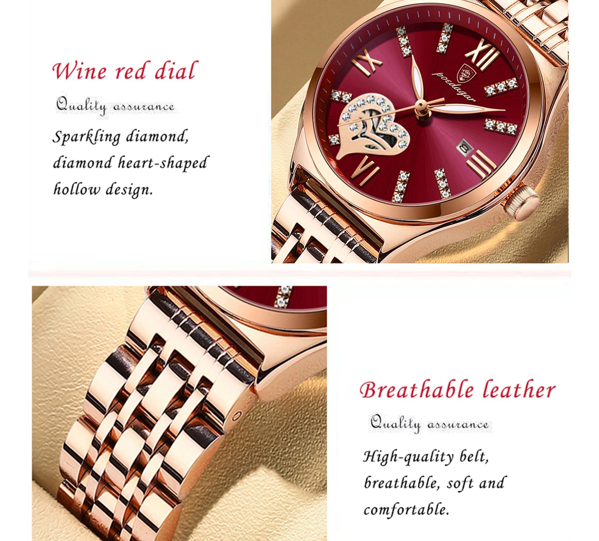 POEDAGAR Top Luxury Woman Watches Waterproof Luminous Date Stainless Steel Women's Quartz Wristwatch Elegant Dress Ladies Watch