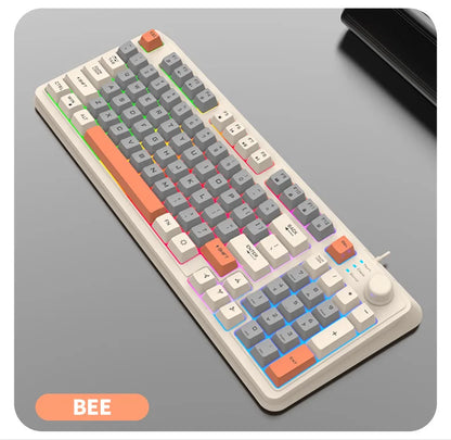 Keyboard K81 Gaming Keyboard 81 Key 80% Layout Spanish Russian Korean Arabic Keyboard USB Wired RGB Light Volume Knob Ergonomics