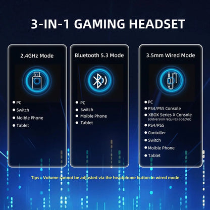 ATTACK SHARK L80PRO Wireless Gaming Headset Lightseed Tech- Built-in&Detachable Dual Microphone-Lightweight Headphone-Tri-Mode