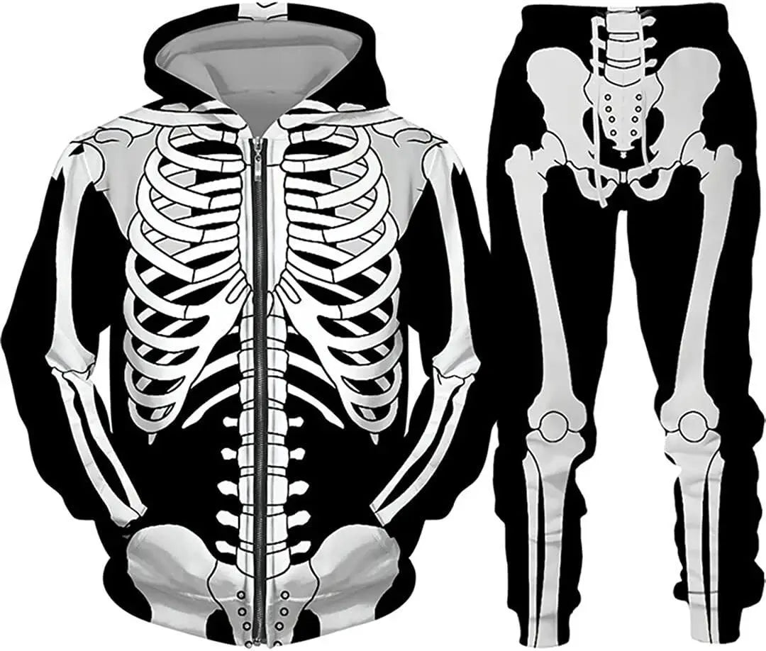 New 3D printed long sleeved hooded sweatshirt set for spring and autumn men's sportswear zipper sweatshirt