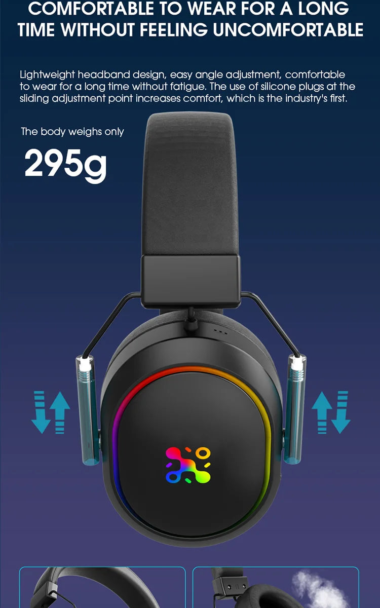 LDON Wireless Gaming Headset for PS5 PS4 Bluetooth 2.4GHz Headphone with Surround Sound Memory Foam for Switch Laptop Mobile Mac