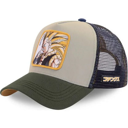 Casquette Dragon Ball Son Goku pour l'été : casquette de voyage à visière, pour homme, brodée, style hip-hop, visière pare-soleil, casquette trucker ajustable en maille