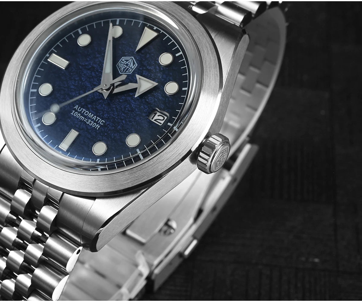 San Martin New 39mm Sport Watch Enamel Dial NH35 Automatic Mechanical Men Dress Watch Sapphire Waterproof 100m Luminous SN0053