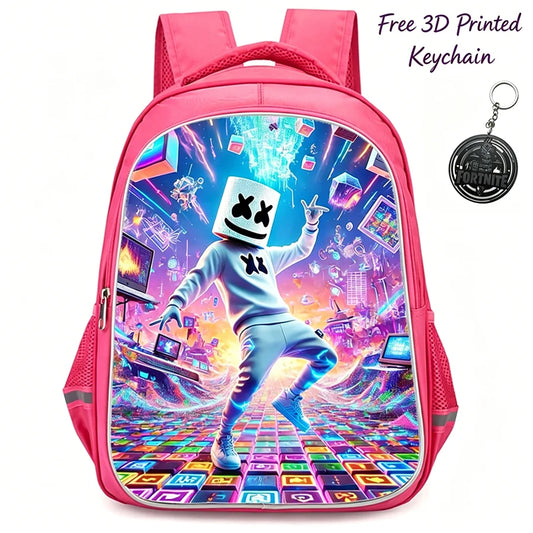 FORTNITE 16-inch Durable Lightweight Backpack, Dual Zipper Pockets, Cartoon Style for Boys & Girls 6-10,Free 3D Printed Keychain