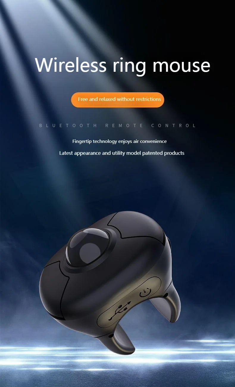 New Trackball Finger Ring Mouse 2.4G+Bluetooth Wireless Remote Control Mice For Short Video/PPT Speech/In-Vehicle Display Screen