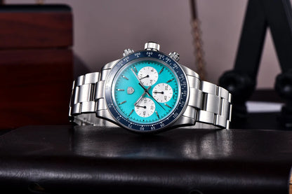 Herreur Rolls Timi Panda – Kvarts-kronograf, luksusmodel, safirglas med antirefleksbehandling, vandtæt, sporty stil