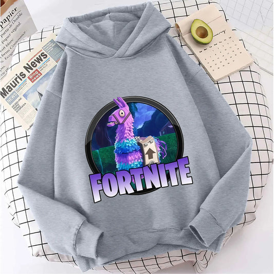 FORTNITED Kinder-Langarm-Hoodie für Mädchen und Jungen, Streetwear, Pullover-Sweatshirt für Babys, Anime-Mode, Kinderoberteil, Geschenk