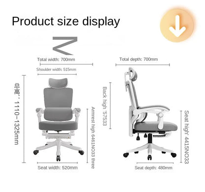 Ergonomisk kontorsstol i mesh med ländryggsstöd, hög datorstol för vuxna, bekväm arbetsstol för långa pass