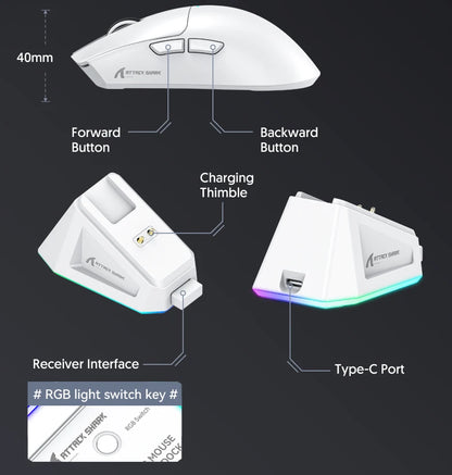 ATTACK SHARK X11 Tri-Mode Lightweight Gaming Mouse have PAW3311,22000DPI,400IPS,40G,59g,Magnetic Fast Charging,RGB backlight