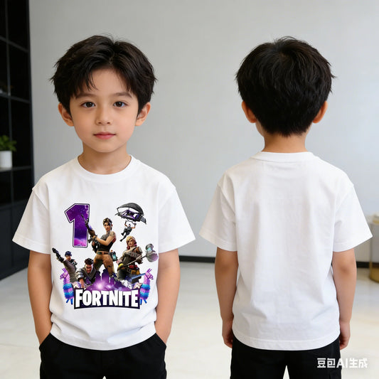 Fortnites Children Birthday Number T Shirt Girls Boys Summer Clothes Baby Cotton Tee Shirts Party Short Sleeve Tops Toddler Gift