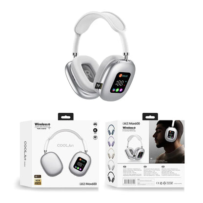 MAX600 Model New Wireless Active Noise Cancelling Headphones Hybrid Wireless Headphone With Touch Control LED Screen 2025 Hot