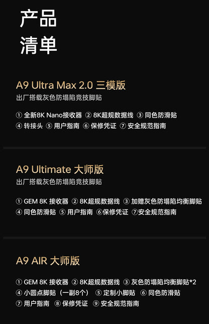 ATK A9 Wireless Gaming Mouse NearLink Technology Ergonomic PAW3395 Tri-Mode Bluetooth Low Latency Esports Mice PC