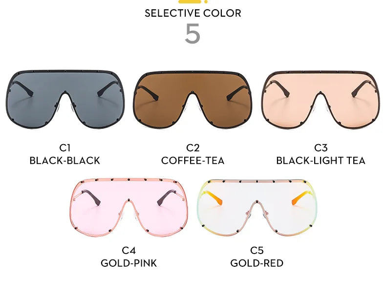 2025 Oversized Metal Rimless Integrated Windproof Sunglasses For Women Trends Y2k Luxury Brand Design Sun Glasses Unisex UV400