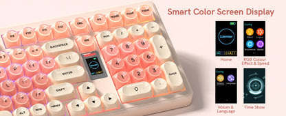 Womier Foundation WK98 Mechanical Keyboard With Display Pink Creamy 3 Mode Ergonomic Gasket Hot Swappable Gaming Keyboard