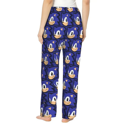 Custom Women Soniced Pajama Pants Printed Hedgehog Game Sleep Sleepwear Bottoms with Pockets