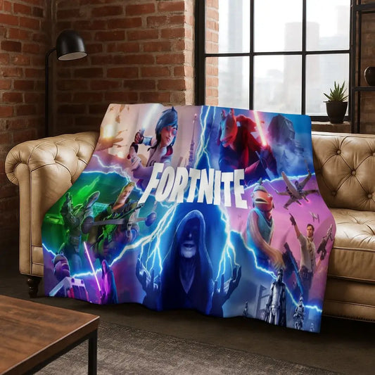 3D F-Fortnite Game Cartoon Flannel Blanket Soft Warm Throw Blanket for Bed Bedroom Room Living Room Travel Camping Kids Gift