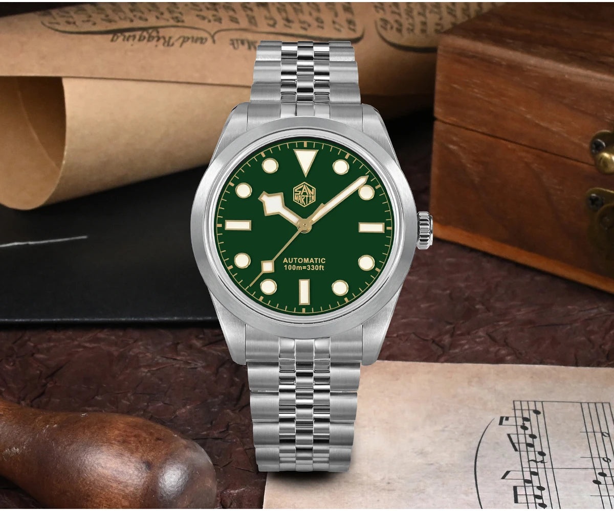 San Martin 38mm Men Sport Watch Fashion Luxury Explore Climbing Automatic Mechanical Sapphire Waterproof 5 Links Bracelet BGW-9