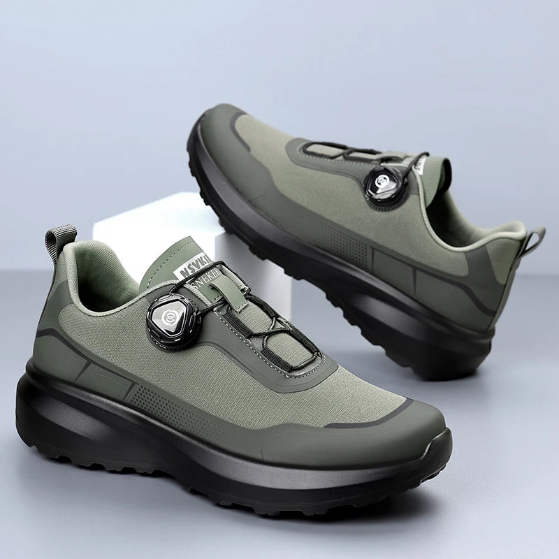Camping Men's Running Sports Shoes with a Lightweight Comfortable and Versatile Knob Mouth Solid Color Mountaineering Sneakers