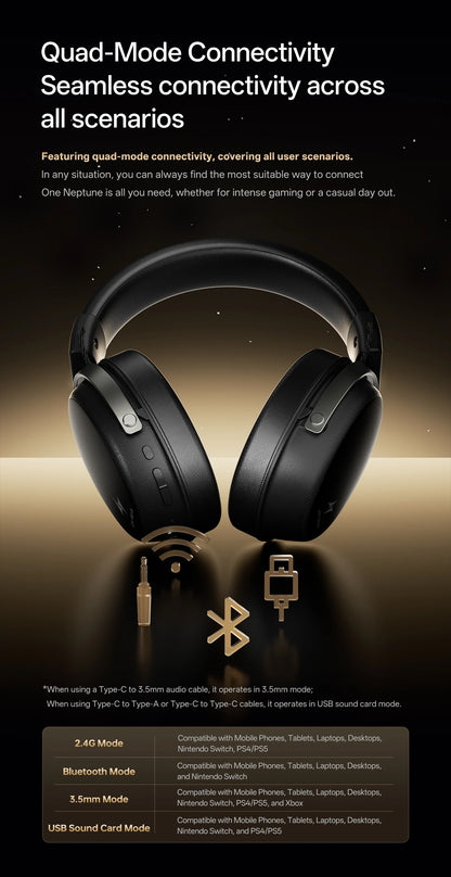 ATK Neptune N9 eSports Gaming Wireless Headset Four Modes Head Mounted Noise Cancelling Microphone Low Latency Gaming Headphones