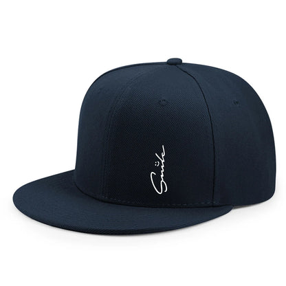 Lettered smiley face print stylish baseball cap for men and women adjustable sun protection woven flat brim sun hat gorras