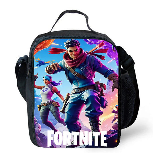 Fortnite cartoon lunch bag, portable insulated lunch bag, reusable food storage bag, suitable for children and students.