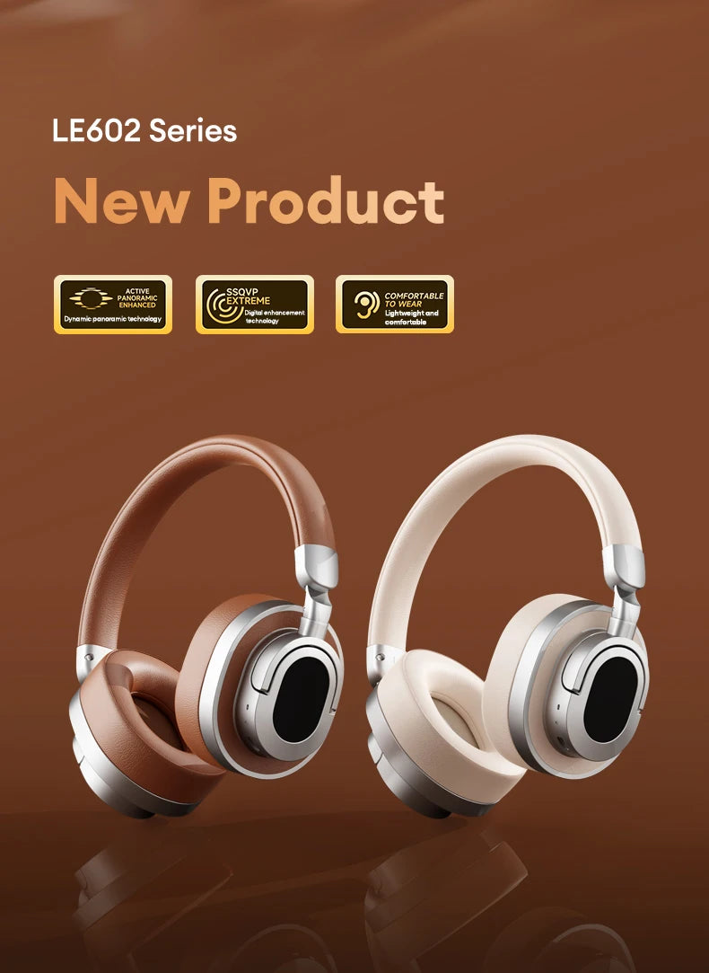 Lenovo LE602 Bluetooth 6.0 Over-Ear Headsets HiFi Stereo Sound Fashionable Music Earphones ENC HD Call Wireless Wired Headphones