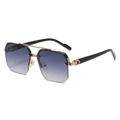 Men's Metal Sunglasses Square Half Frame Rice Nails Casual Trend Personality Retro Fashion Outdoor Sports Eyeglasses