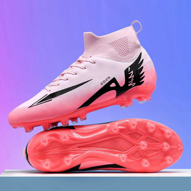 Nouvelles chaussures de football pour hommes, chaussures de football en salle de haute qualité, chaussures de sport, futsal, cheville haute, antidérapantes, ultralégères, antidérapantes pour l'extérieur