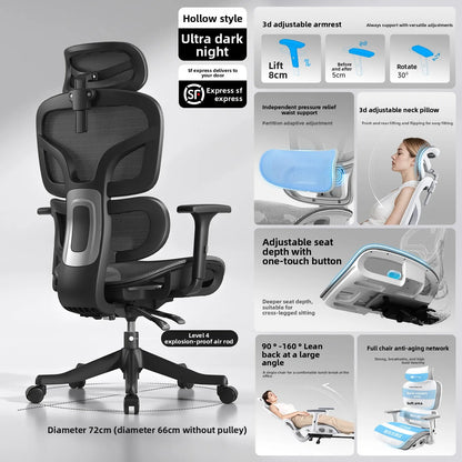 Ergonomic Office Chair Comfortable Long Sitting Home Gaming Computer Recliner Nap Chair Adjustable Height Lumbar Support Swivel