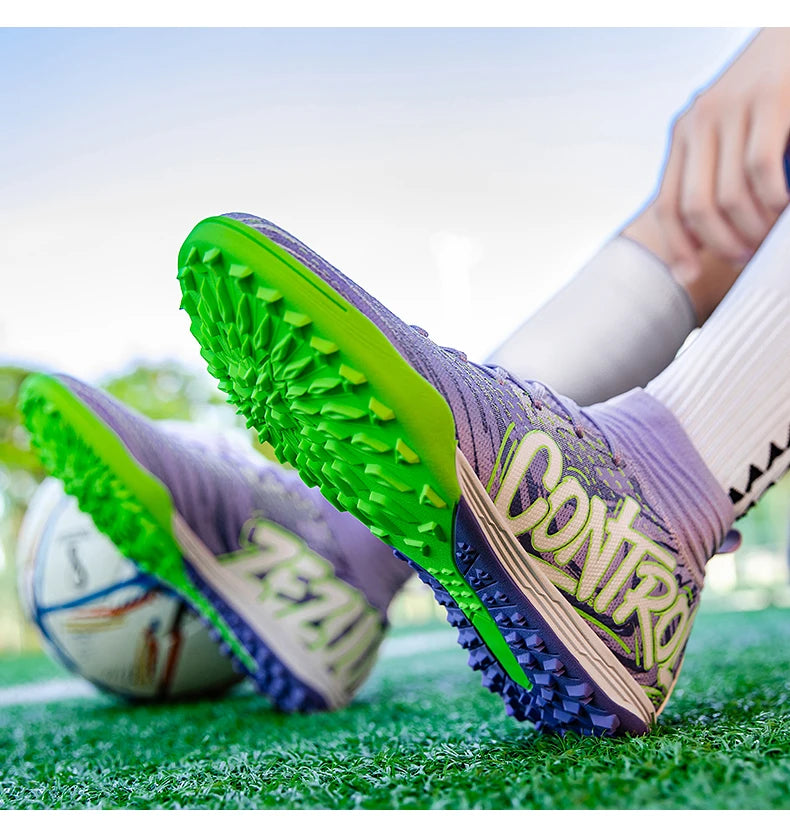 Men Women Football Boots Outdoor Soccer Cleats Non-slip Football Field Boots Ultralight Futsal Sneakers TF/FG Spiked Soccer Shoe