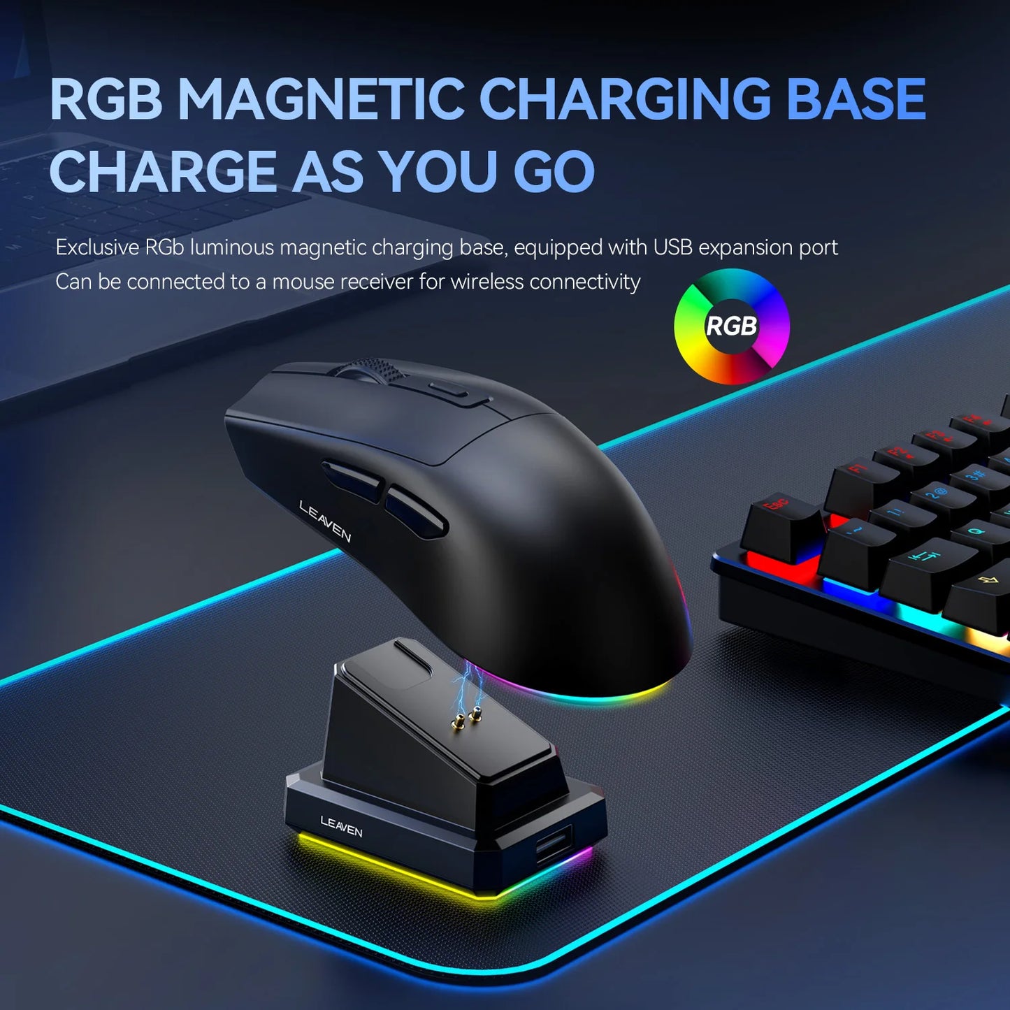 X3 Wireless Bluetooth Mouse 2.4G Dual-Mode Connection, DPI Adjustable,Lightweight Gaming Mouse,RGB Light,300mAh Battery Capacity