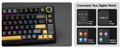 EPOMAKER X AULA EA75 MAX 75% ANSI US Layout Hot-Swap Gasket Wired/BT/2.4GHz Wireless Mechanical Keyboard with Screen & Knob