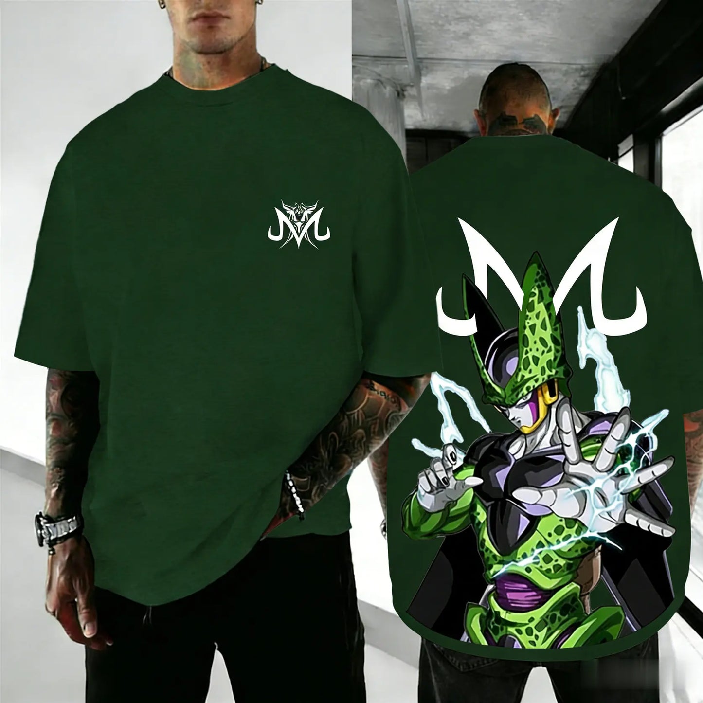 Dragon Ball Cell Anime Peripheral Short Sleeve T-Shirt Retro Loose Street Style 2026 Summer Men's Y2k Top Family Parent-Child