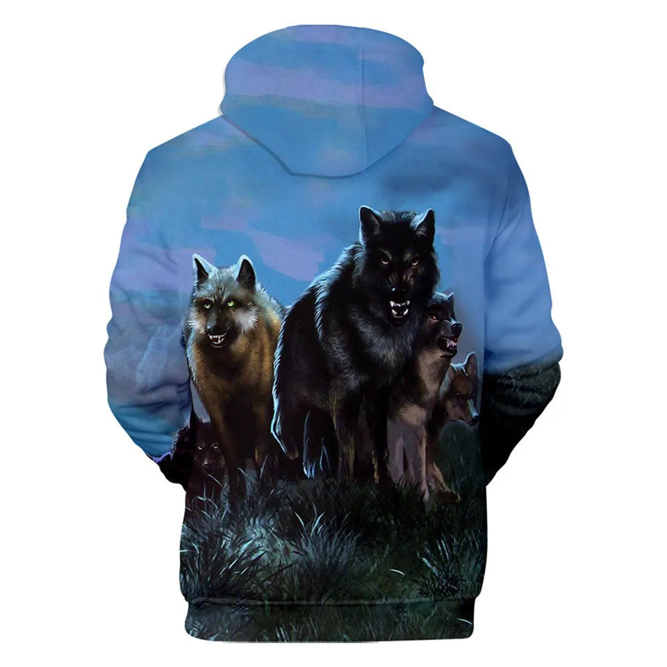 Cool Space Galaxy Wolf Hoodie Hoodies Men Bright Wolf Fashion Handsome Wolf Hoodies Spring Autumn Pullovers Sweatshirts Sweat
