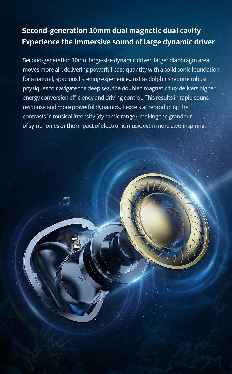 TRN Dolphin headphone10mm dual magnetic circuit dynamic driver Liquid metal Earphone