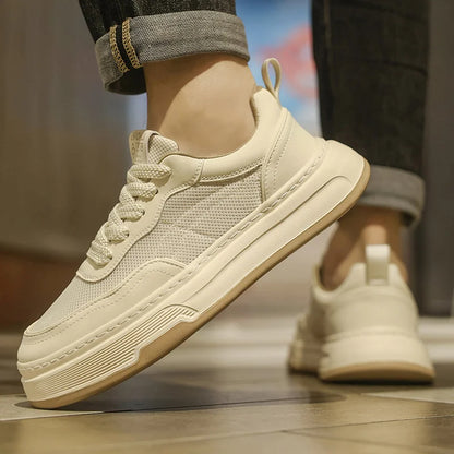 Men's Ultralight Breathable Mesh Sneakers 2025 Fashion Thick Sole Casual Shoes Comfortable Lace-up Trainers for Daily Walking