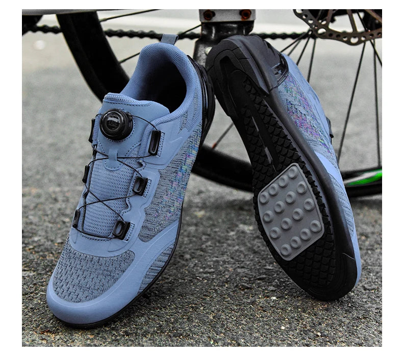 Zapatillas de ciclismo MTB para hombre y mujer T03 moradas, transpirables, de velocidad, con autocierre, para ciclismo de carretera, deporte al aire libre, competición y entrenamiento