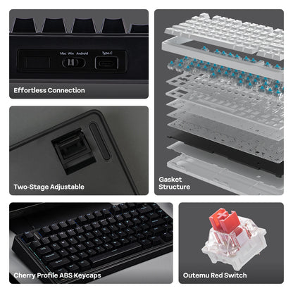 EPOMAKER x AULA F75 Wired Only 75% ANSI US Layout Gasket Hot-Swap Mechanical Keyboard for Mac/WIN/Android with Knob