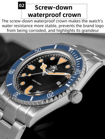 ADDIESDIVE Men's Gift Box Luxury Diver Watch Super Luminous Bubble Mirror Glass Quartz Watch 20Bar Ceramic Bezel Steel Watch